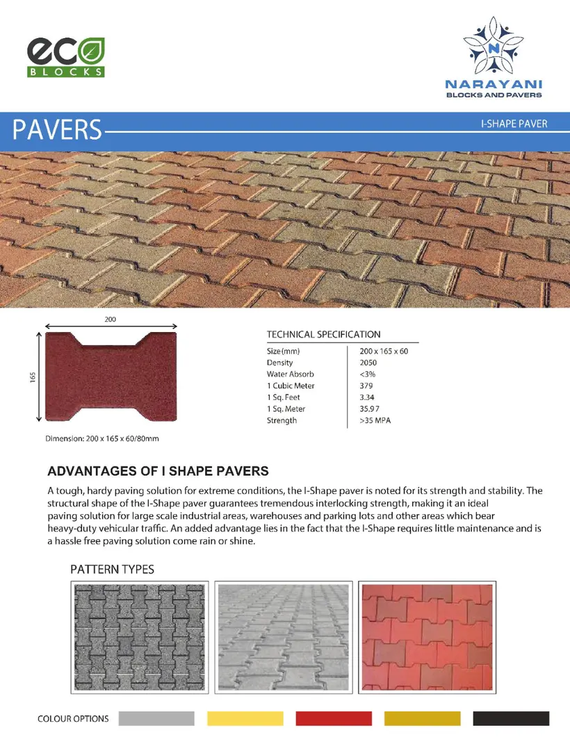 I-Shape Pavers brochure page