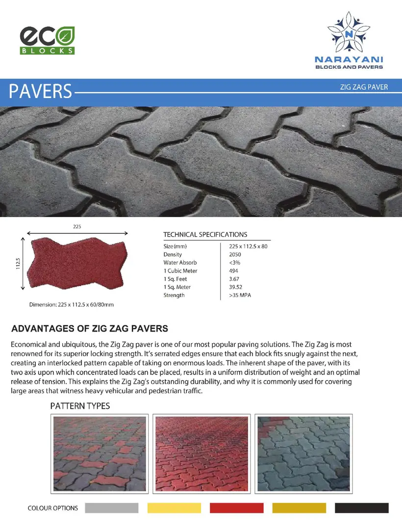 Zig Zag Pavers brochure page